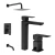Set Grifería Baño Monoc. Piazza Arq Lavatorio Alto, Bidet y Ducha Emb C/T Negro