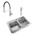 Bacha Cocina Johnson Quadra Q084Ad 83.8 X 55.9 X 17.5 Dosificador + Dosificador Johnson Cubo + Grifería Piazza Kitchen Pro 10317 C/Roc Flex Extr