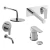 Set Grifería Baño Monoc. Piazza Next Lavatorio Pared, Bidet y Ducha Emb C/T