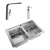 Bacha Cocina Johnson Quadra Q084Ad 83.8 X 55.9 X 17.5 Dosificador + Dosificador Johnson Cubo + Grifería Monocomando Fv Aromo 411.04/D8 Cocina Mesada