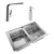 Bacha Cocina Johnson Quadra Q084Ad 83.8 X 55.9 X 17.5 Dosificador + Dosificador Johnson Std + Grifería Monocomando Fv Aromo 411.04/D8 Cocina Mesada