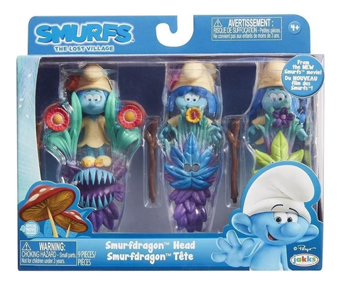 Los Pitufos Set X3 Muñecos Cabeza De Dragon Aldea