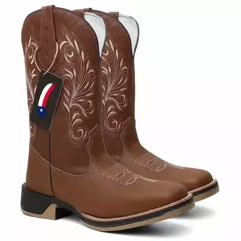 Bota Texana Masculina Crazy Jump Chocolate em Couro - comprar online