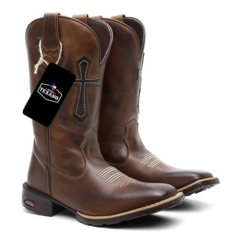 Bota Texana Masculina Cruz em Couro