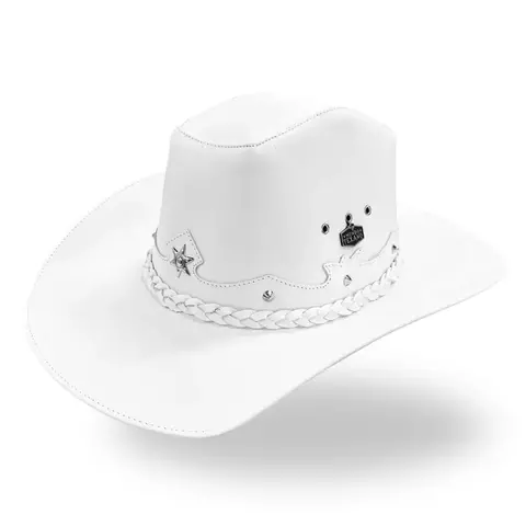 Chapéu Americano Unissex Branco com Estrela em Couro - comprar online