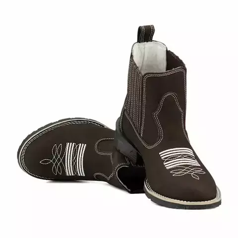 Botina Texana Cano Curto em Couro Marrom Escuro - comprar online