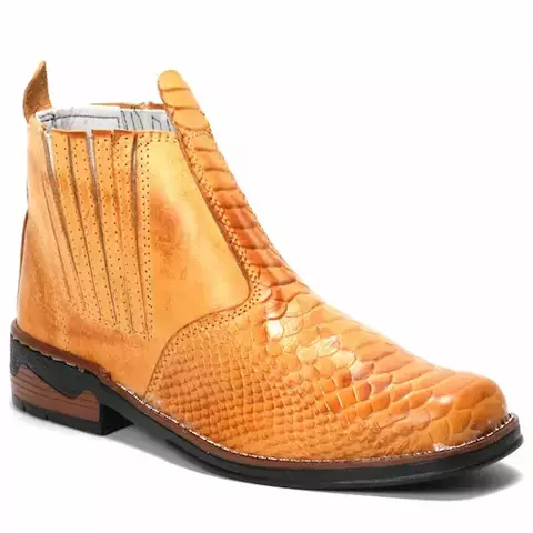 Botina Texana Cano Curto Masculina Caramelo Escamada - comprar online