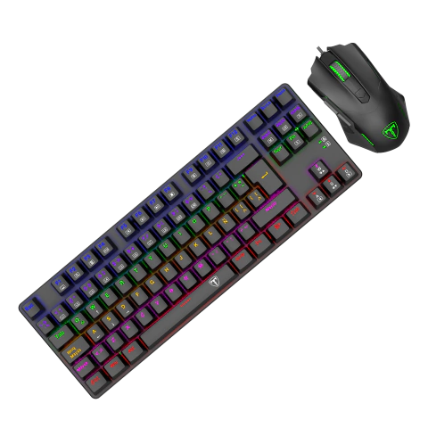Kit Gamer Teclado Mouse T-dagger Advance Force T-TGS005 Lite Rainbow Negro