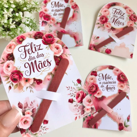 30 unidades de Cartão com Mini Lixa de Unha - Tema Dia das Mães - comprar online
