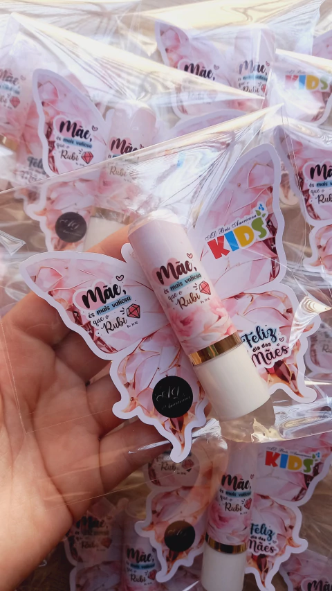 10 Unidades de Cartão com Manteiga de Cacau - Tema Dia das Mães