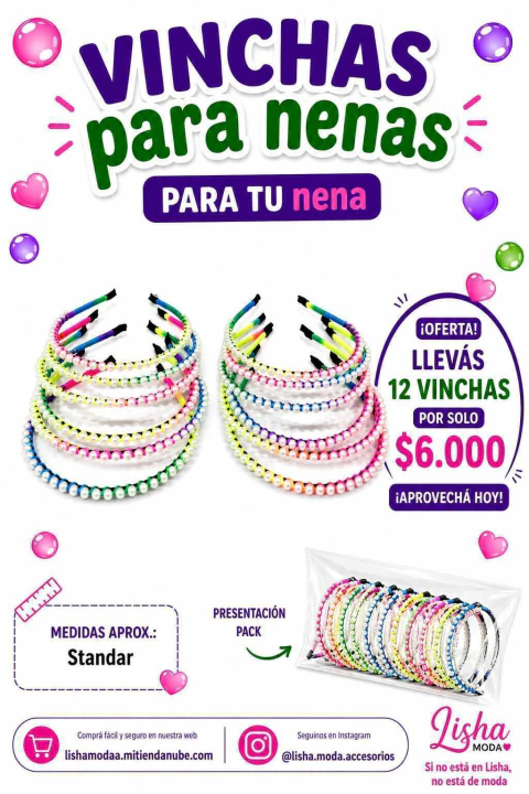 Colitas, Vinchas con Brillito multicolor