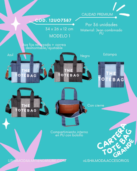 Cartera Tote Bag tela jean rebajados!!!