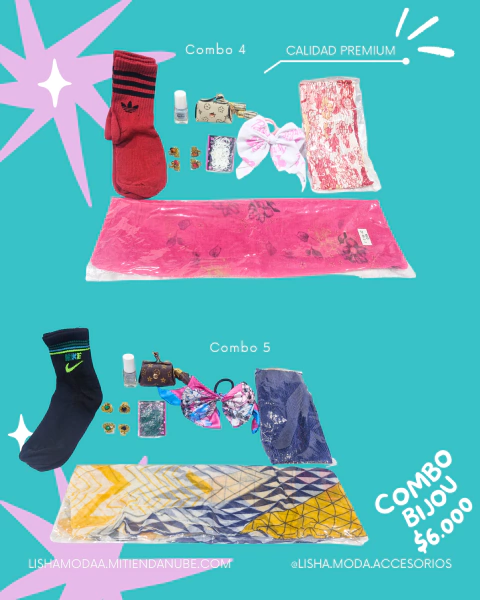 Combo bijou EMPRENDEDOR, CHALINAS, COLITAS, ESMALTES UÑAS, MONEDERO HEBILLAS, MEDIAS. LLAVEROS, AROS, COLLARES EN LIQUIDACIÓN. CADA BOLSITA ES DIFER