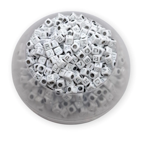 Plástico Cubo blanco letras plateadas - comprar online