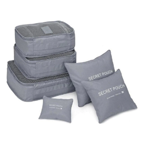 Organizador De Valija Set 6 Pcs Ropa Ordenada Para Tu Viaje Gris