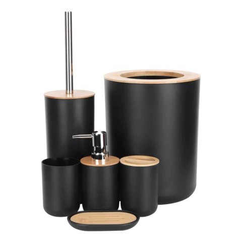 Set de Baño Plastico Bambu x 6 Negro
