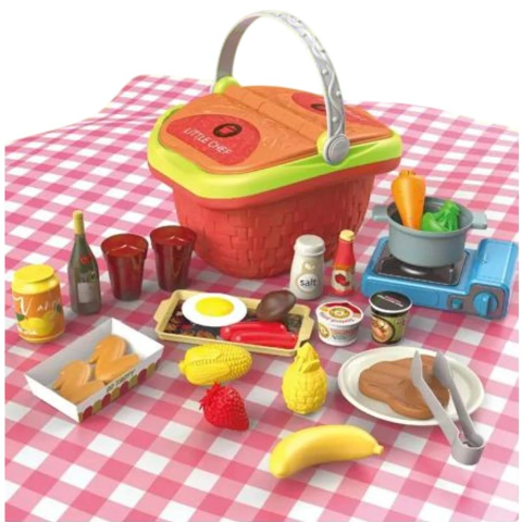 Juguete Canasto Valija Picnic Comiditas Accesorios Naranja