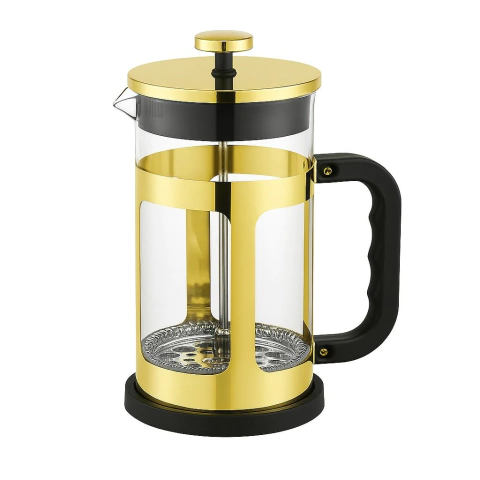 Cafetera Prensa Francesa Acero Embolo Dorada 800ML
