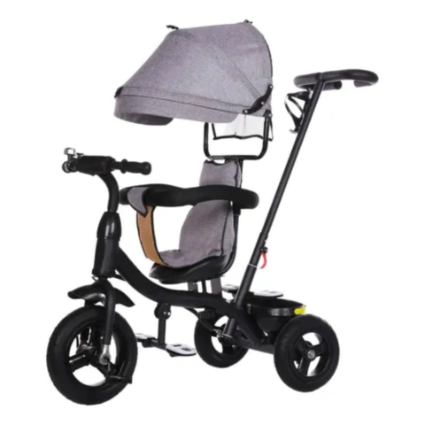 Triciclo Tzt90 Infantil Direccional Capota Gira 360 Full Gris - comprar online
