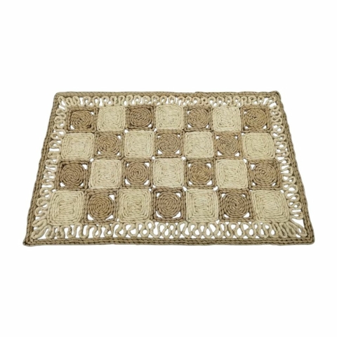 Alfombra Rústica Tejida Decorativa 83x44 Cm Yute