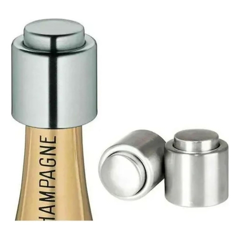 Set X 2 Tapon Vino Al Vacio Espumantes Acero Inoxidable