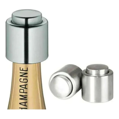 Set X 2 Tapon Vino Al Vacio Espumantes Acero Inoxidable