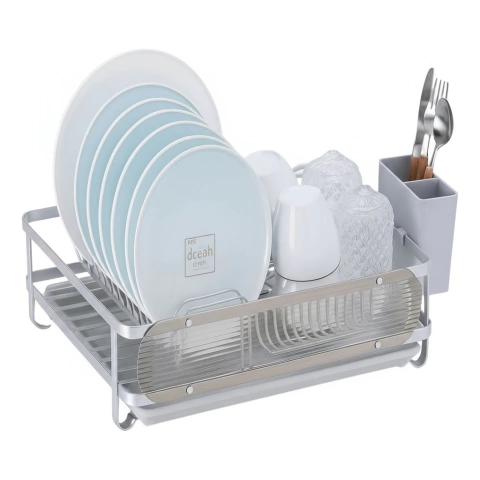 Escurreplatos De Aluminio Premium Con Bandeja Y Cubertero
