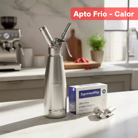 Combo ACERO XL - Cremera 1 L Acero Inox Quick Whip frio calor + 10 Cápsulas - comprar online