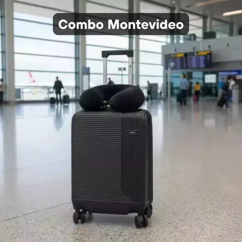 Combo Montevideo - Valija Cabina + Almohada Inteligente de Viaje-Color Negro - comprar online