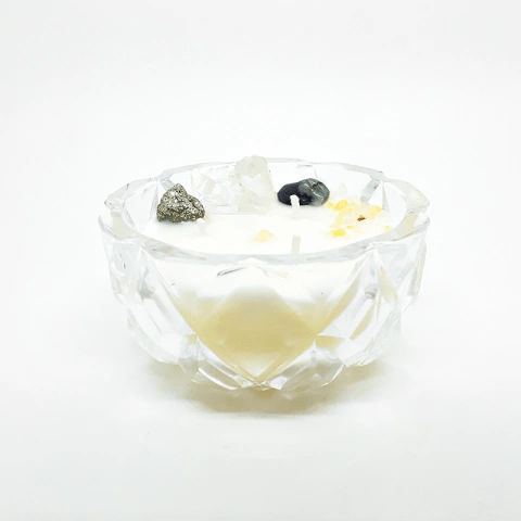 Vela com Cristais da Felicidade perfumada em Bowl de vidro - comprar online