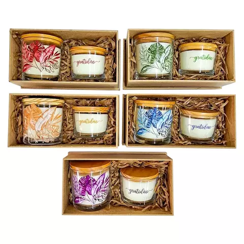 Kit 2 velas Perfumadas Folhagens 8x8cm e 7x5cm - comprar online