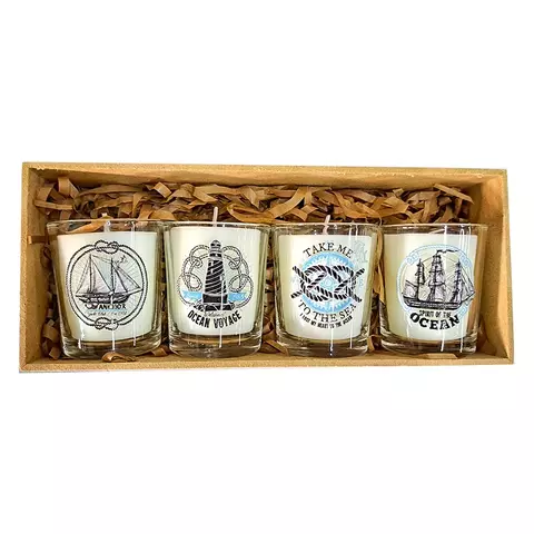 Caixa Presente com 4 Velas Copinhos Perfumadas Náuticas - comprar online