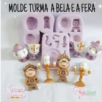 Molde Turma da Bela e a Fera personagens