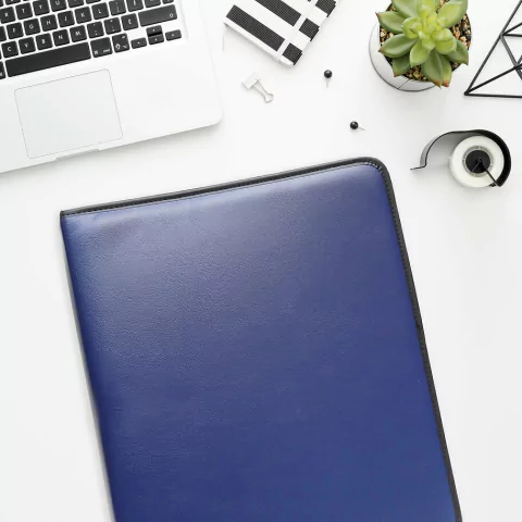 Carpeta Oficio/A4 Azul Eco cuero con cierre - comprar online