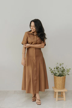 Vestido Midi Pences Perene Mocha Mousse - comprar online
