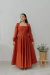 Vestido Midi De Linho Gerânio Terracota - comprar online