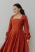 Vestido Midi De Linho Gerânio Terracota - comprar online
