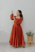 Vestido Midi De Linho Gerânio Terracota