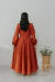 Vestido Midi De Linho Gerânio Terracota - loja online