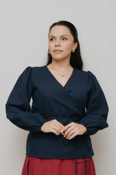 Camisa Transpassada Enlace Marinho - loja online