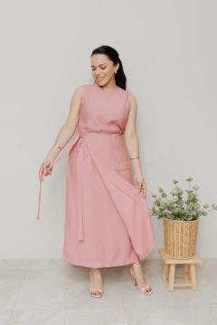 Saia Transpassada Essência Rosa Antigo - Quiprocó Rouparia | Moda feminina autoral e modesta