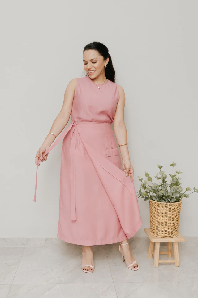 Saia Transpassada Essência Rosa Antigo - Quiprocó Rouparia | Moda feminina autoral e modesta