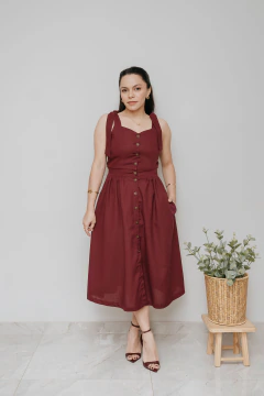 Vestido Midi Bucólico Burgundy na internet