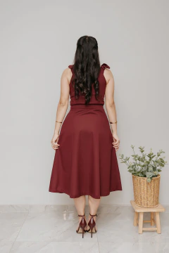 Vestido Midi Bucólico Burgundy na internet