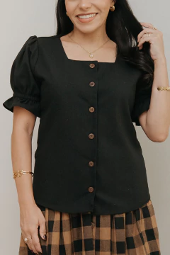 Camisa Erva Trigal Preta - Quiprocó Rouparia | Moda feminina autoral e modesta