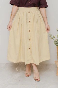 Saia Cervo Midi Amarelo Manteiga - comprar online