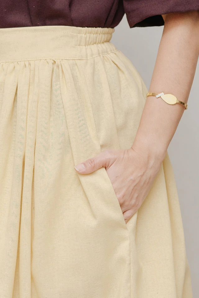 Saia Cervo Midi Amarelo Manteiga