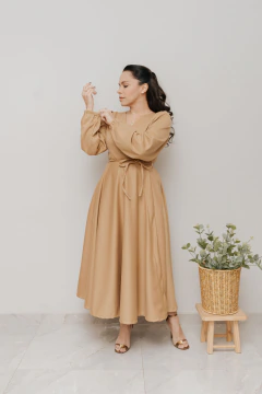 Vestido Transpassado Sementeira Lã Batida Areia - loja online