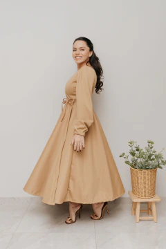 Vestido Transpassado Sementeira Lã Batida Areia - loja online