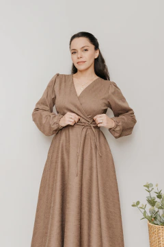Vestido Transpassado Sementeira Lã Batida Marrom - loja online